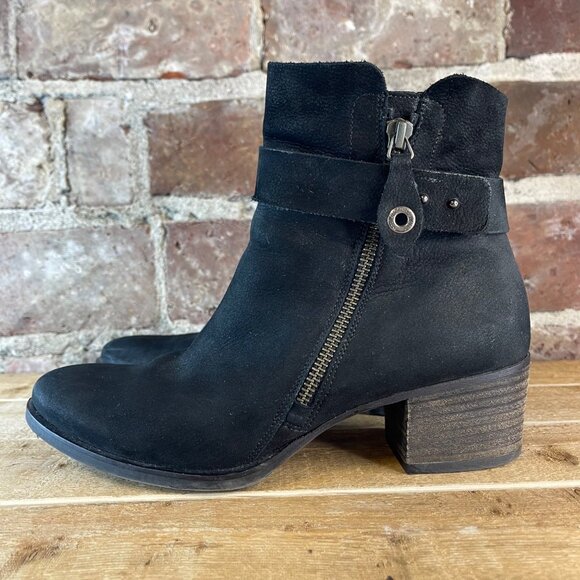 Paul Green Dallas Distressed Black Nubuck Ankle Bootie Size 8 - Picture 3 of 9